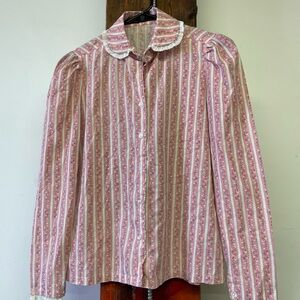 Pink and White Striped Blouse